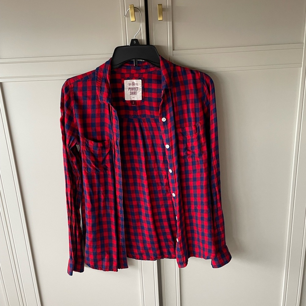 Red & Navy checkered flannel - S